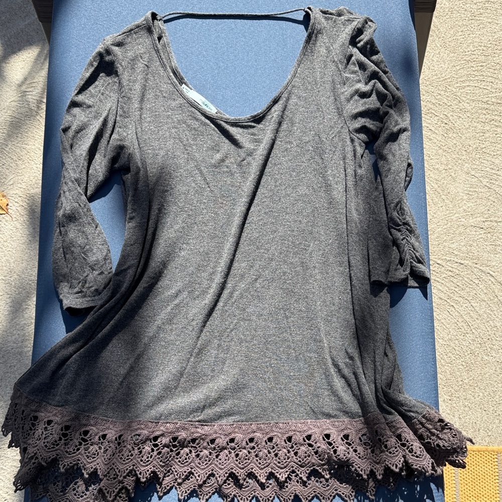 Maurices Gray Tunic with Lace Trim